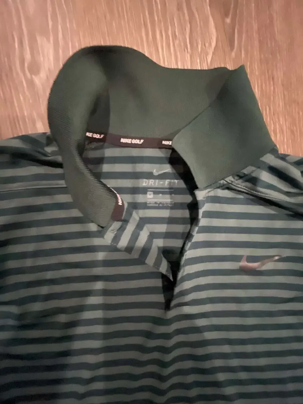 Size M Nike Golf Dri-FIT Men's Short Sleeve Striped Polo Shirt Dark Green